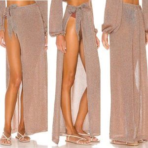 Lovers + Friends Nayelli Gold Wrap Skirts Sz S Revolve Swim Cover